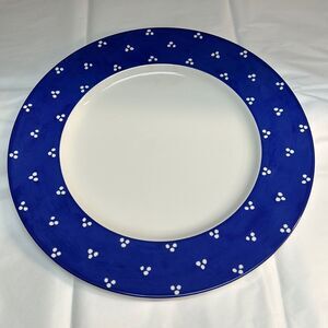 SUSAN SARGENT NORITAKE Blue White Polka Dot Charger Oven Dishwasher Microwave